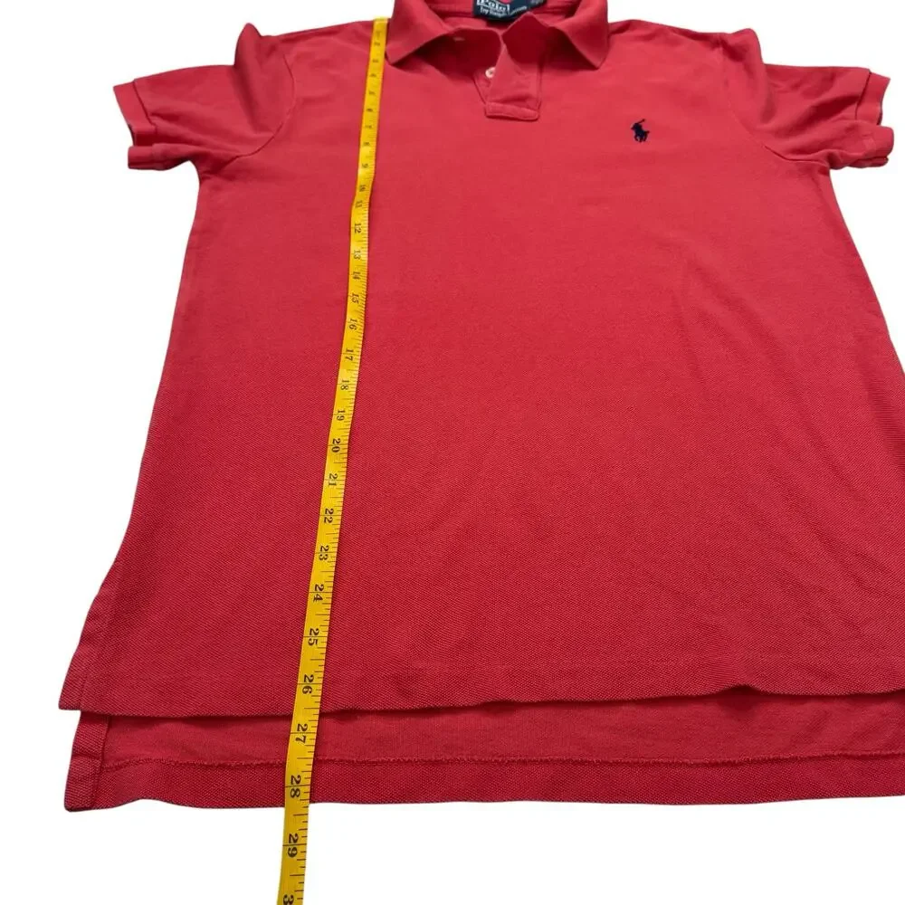 POLO RALPH LAUREN Salmon Pink Pony Custom Fit Short Sleeve Polo Size Medium Mens